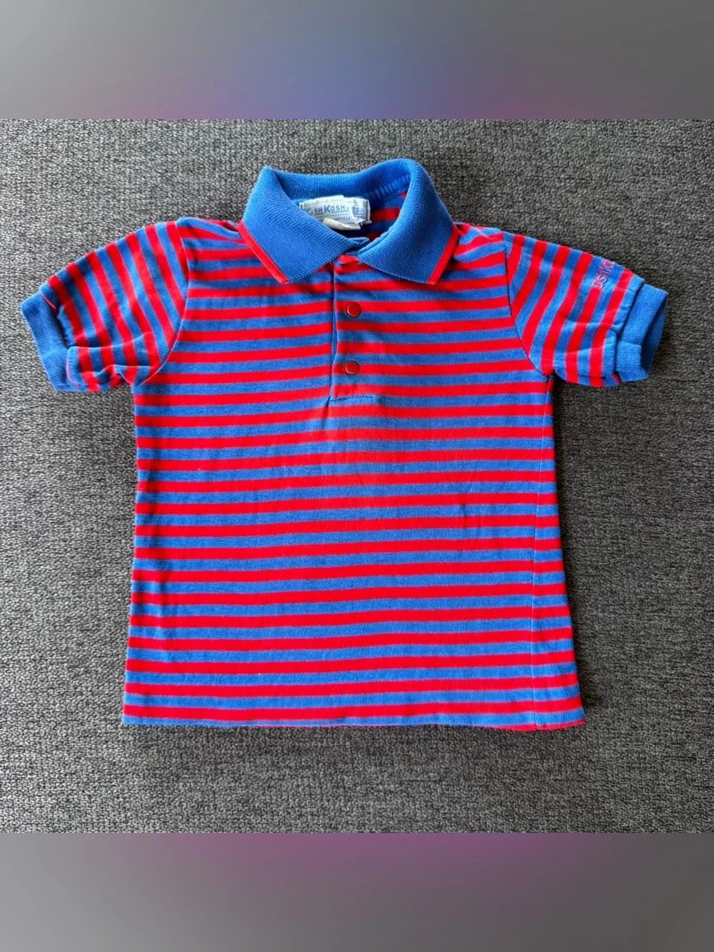 Vtg Oshkosh Striped Polo Shirt Top Blue Red Kidcore Preppy Classic 2T